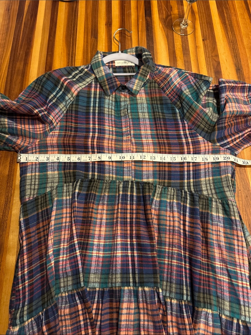 Plaid Tiered Button-Front Midi Dress in Multicolor - Picture 6 of 6